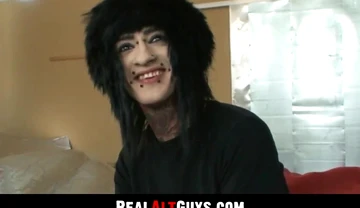 Alternate stud strokes his massive fat cock intensely and loves it