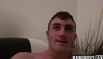 Gay dude anal drilled harshly until top creampied his asshole