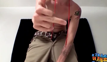 Tough guy plays with his dick solo