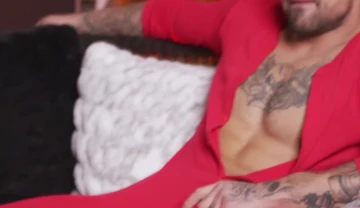 Buddies Ryan Bones and Troy River start jerking off together side-by-side