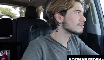 Muscular stepdad Michael Roman feeds stepson Ryan Kneeds his massive cock deepthroat