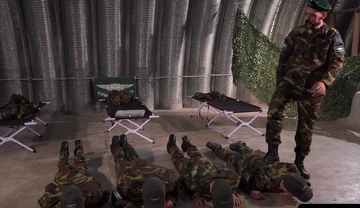 Sergeant Joris Leonard gives his new cadets the taste of his big dick