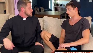 Twink's sins absolved with a hard bareback pounding instead