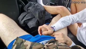 Sissy student Yaoi with a big dick gets fucked in a taxi with daddy&period;