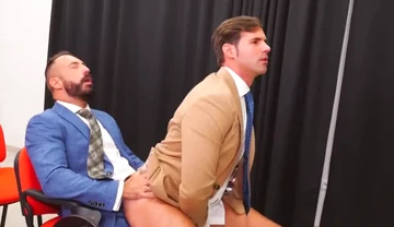 Cutie Xavi Garcia pounds his ass on the cock of professor Dani Robles