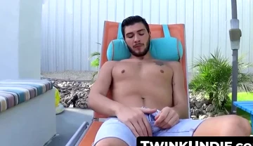Underwear gay Justin's outdoor cock stroke and cum blast